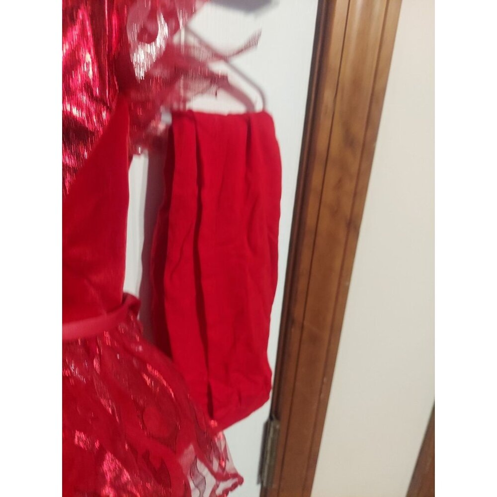 Spirit Devil Halloween Costume Dress Headband Tights Hair Pitchfork Size 2T - Picture 6 of 10